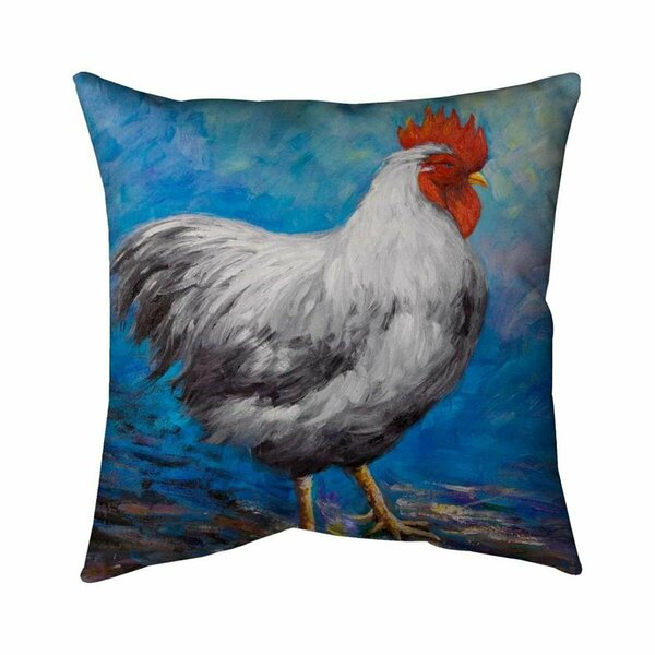 Begin Home Decor 26 x 26 in. Grey Rooster-Double Sided Print Indoor Pillow 5541-2626-AN201